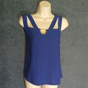 Women's  Royal Blue  Cross Top/Fashion Embellished Sleeveless Designer Top